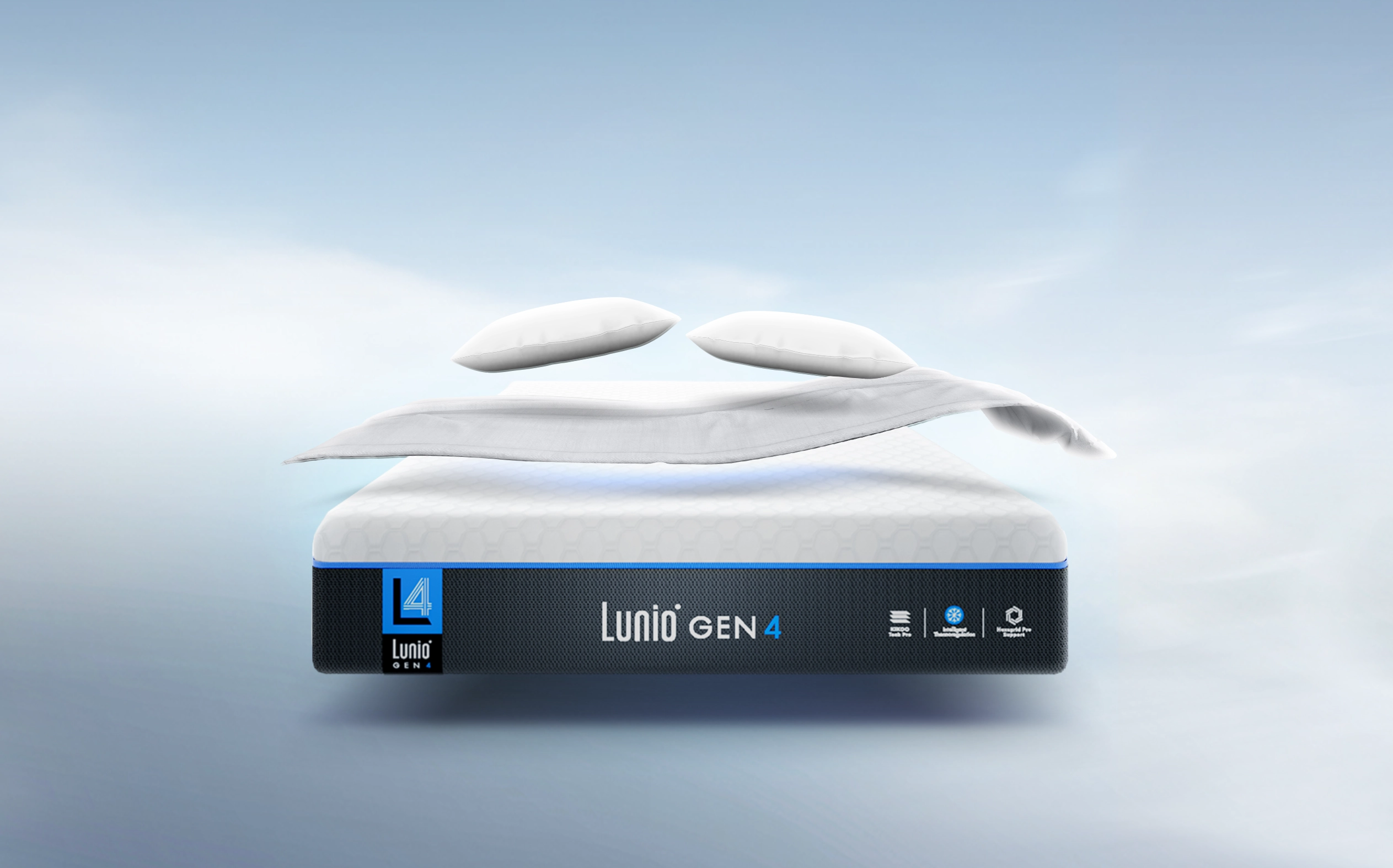 Lunio Gen 4石墨烯乳膠床墊（標準雙人床） + SmartGuard天絲防水保潔墊 + SnowWeave天絲床包 + SmartCurve(x2)涼感護頸枕2顆