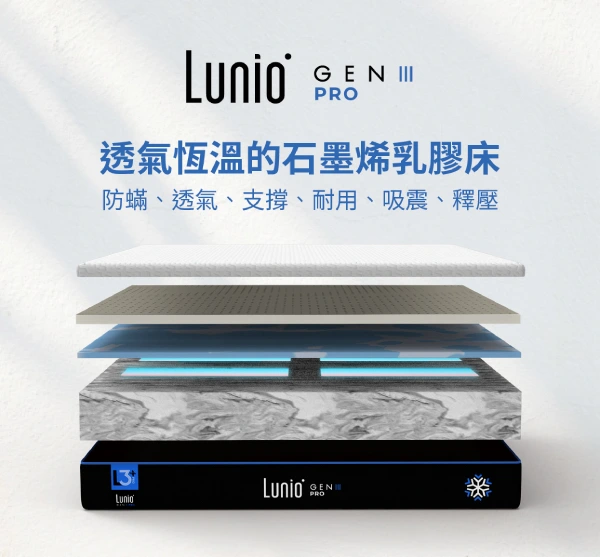 Lunio Gen3 Pro 六層結構機能石墨烯乳膠床墊