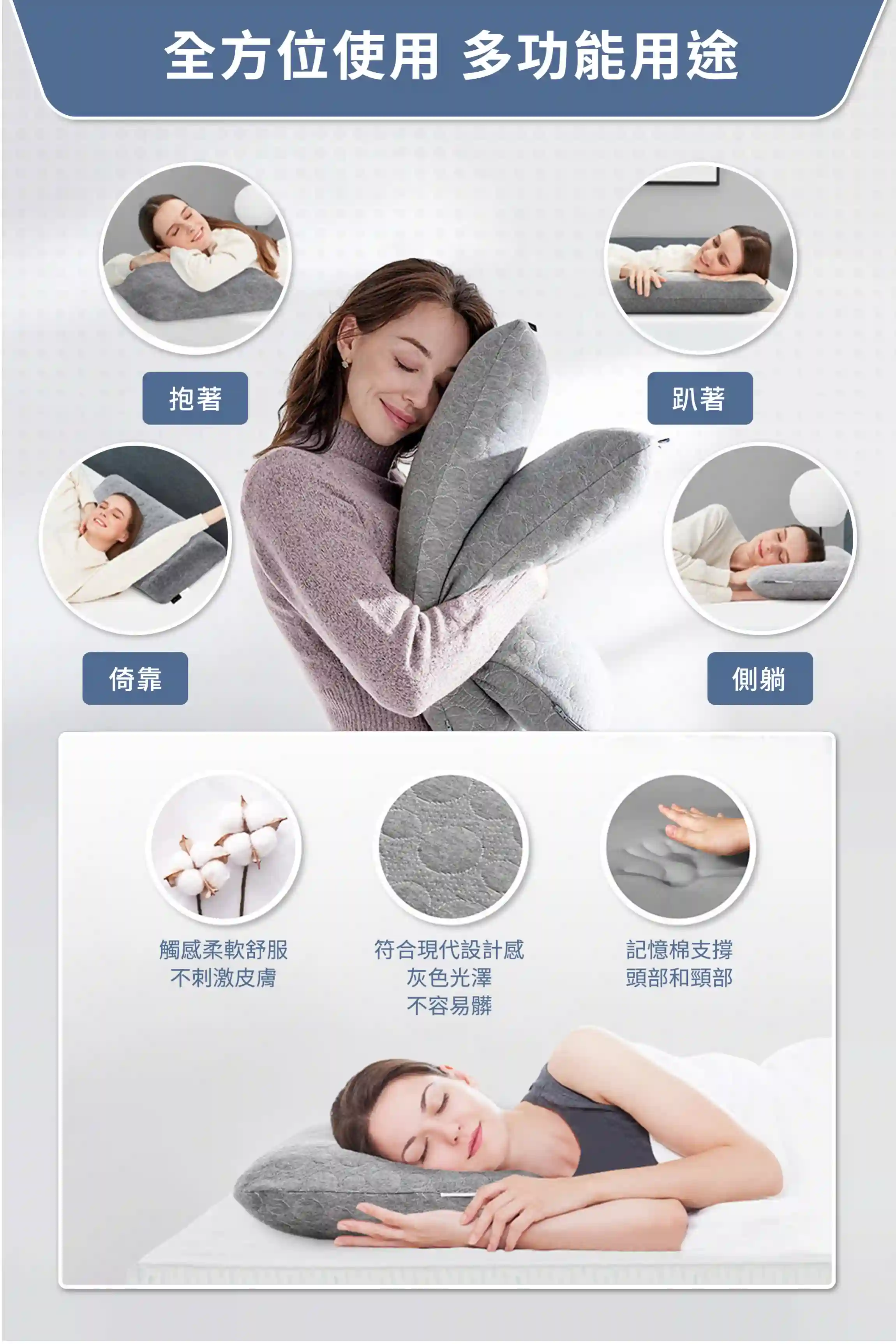 Nebula經典記憶枕適用於仰睡、趴睡、側睡、倚靠