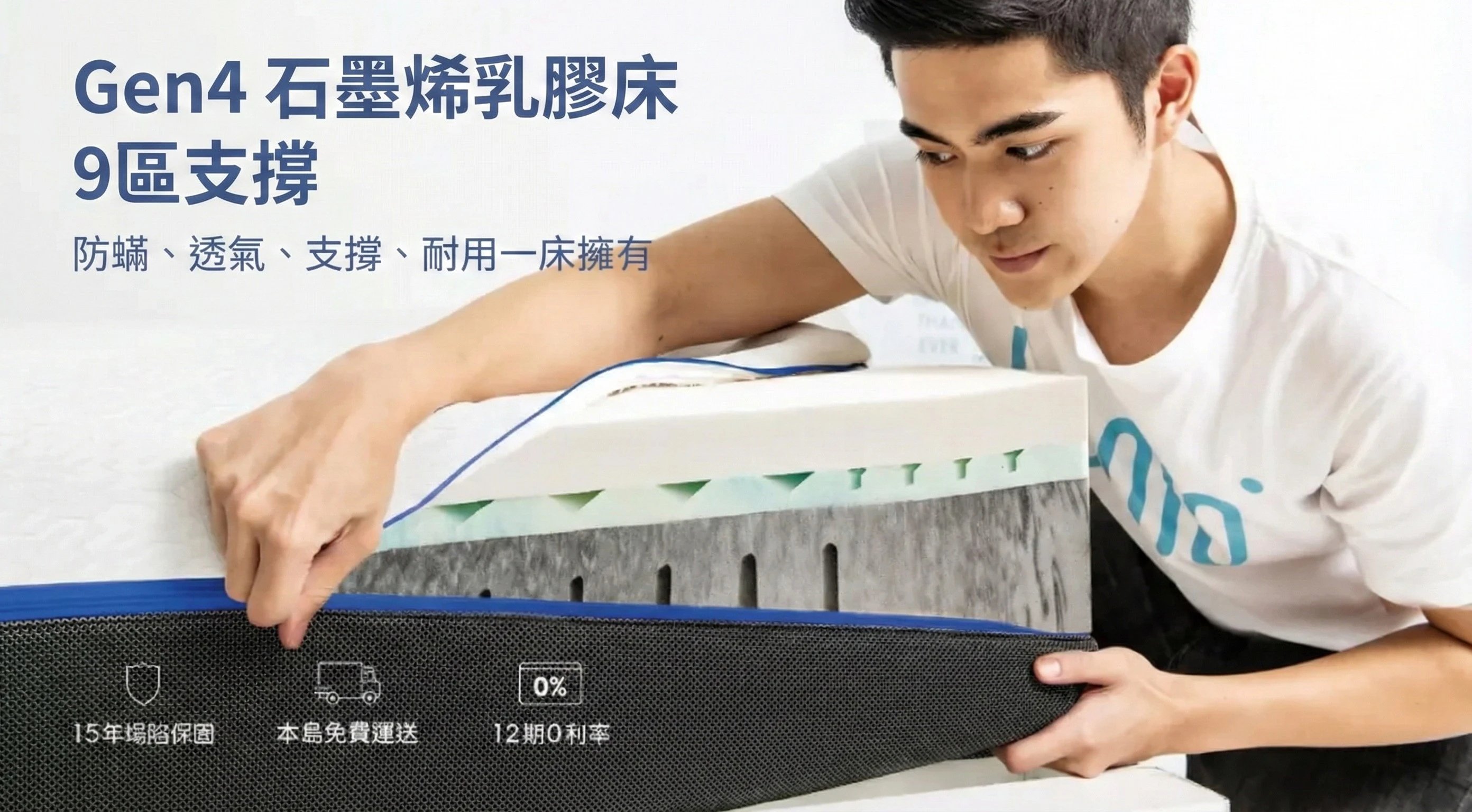 Lunio乳膠床墊容易塌陷嗎?缺點?使用者真實評價公開! Lunio Gen4 乳膠床墊9區支撐