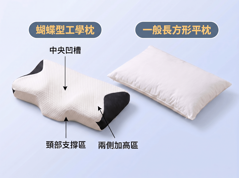 蝴蝶枕 vs 一般枕頭的差別?好用嗎?蝶型枕設計原理、怎麼睡一次懂 蝴蝶枕與一般枕頭的差別